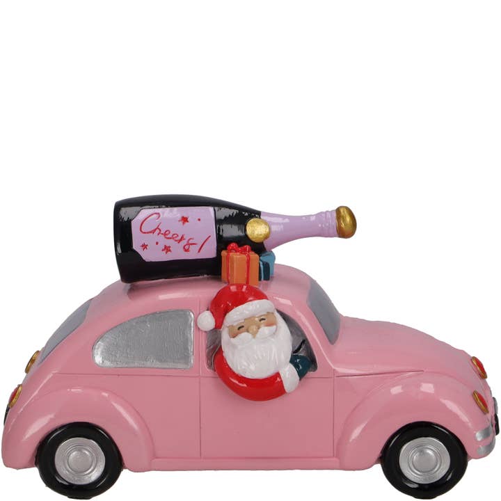 Poly Auto Babbo Natale, L21cm, H12cm, Rosa per la vendita all'ingrosso da parte di Vosteen
