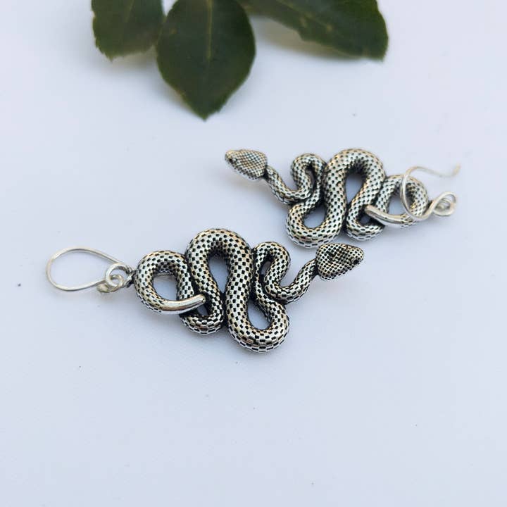 Snake Earrings, Golden and Silver for wholesale by Tenzing Collections