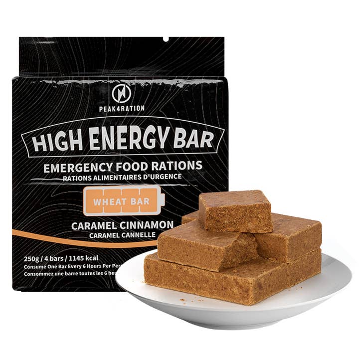 Peak4Ration High Energy Bar | Emergency Ration Biscuits - Caramel Cinnamon 250g 1145kcal | Long Shelf-Life Compressed Biscuits - Compact Survival Food Bar MRE for wholesale by Gohike Outdoor Shop
