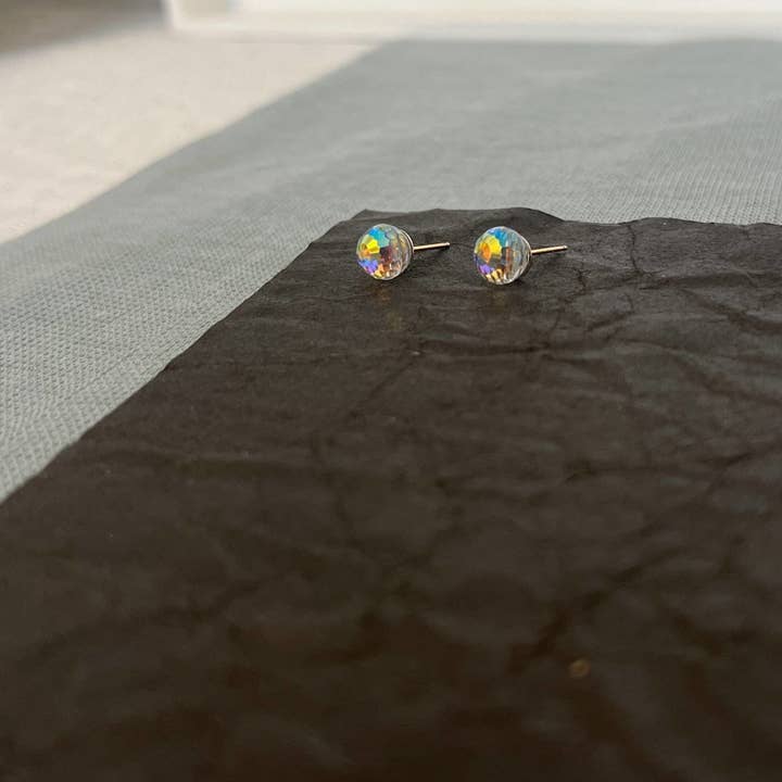 Sela+Sage – wholesale Stud/post earrings – Iridescent Crystal Ball AB Stud Earrings