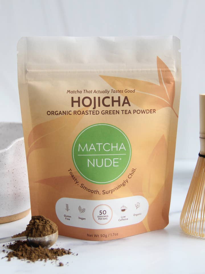 Organic Hojicha Roasted Green Tea – 50g (Min 6 Units) for wholesale by Matcha Nude