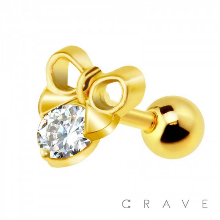 CRAVE BODY JEWELRY – wholesale Enkelt örhänge – 316L SS BROSK SKIVSTÅNG MED BAND BOTTEN PÄRLA STEN