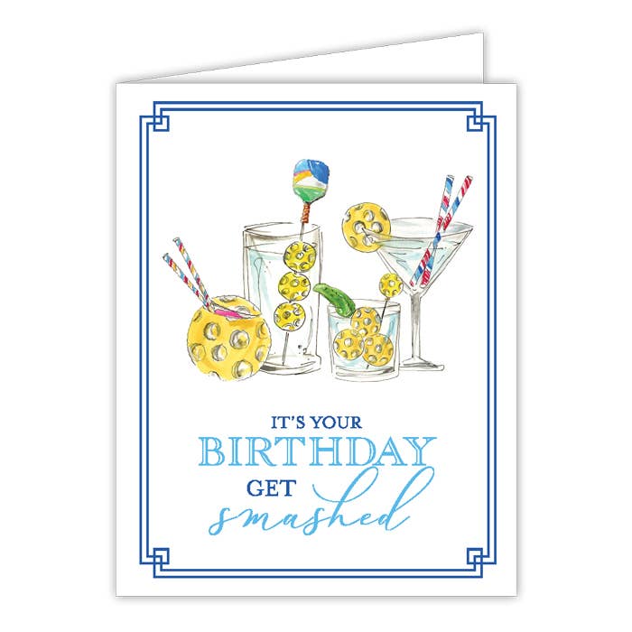 Biglietto di auguri It's Your Birthday Get Smashed Pickleball per la vendita all'ingrosso da parte di RosanneBeck Collections