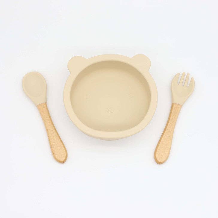 MyKids-USA® - Wholesale Bowl - Kids & Baby - Baby Bear Shape Food Training Silicone Bowl With Spoon Table1