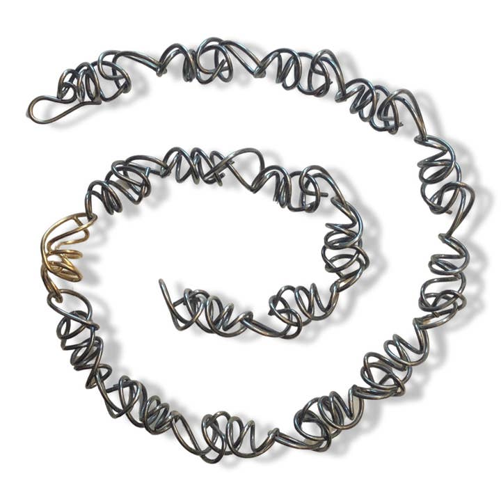 Collier à maillons en argent noir de jais avec maillon 14KT pour la vente par Rina Young Jewelry