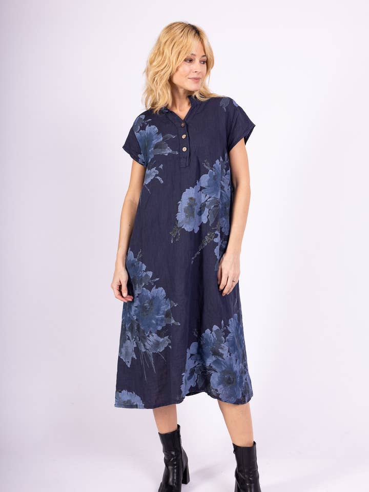 Floral linen dress 14973 for wholesale by Shyloh