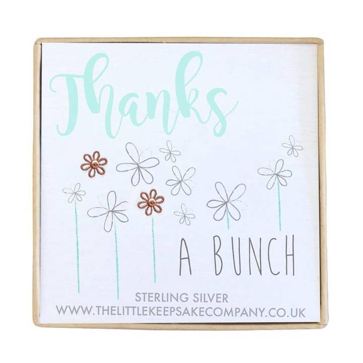 Rose Gold Vermeil Quote Earrings – Thanks A Bunch for wholesale by The Little Keepsake Company