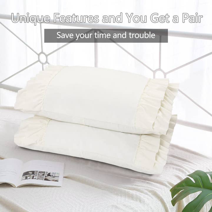 HIG - Wholesale Bedding Pillowcase/Sham - 2 Piece Handcraft Chic Ruffle French Country Style Pillow Shams18