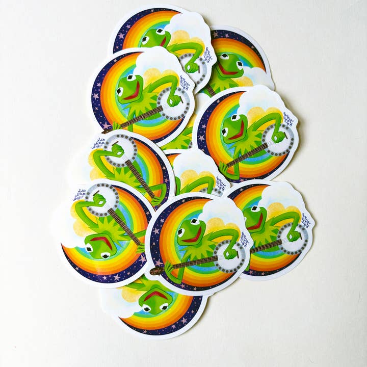 Jillian Kaye Art - Wholesale Phone & Laptop Stickers - Kermit the Frog Rainbow Connection 3" Vinyl Sticker3