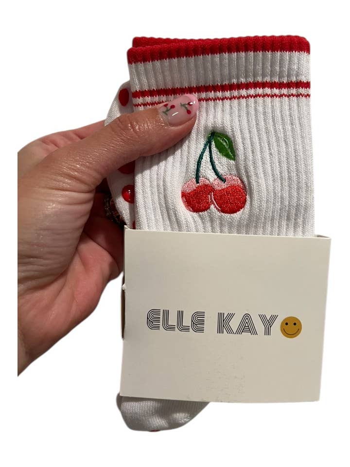Elle Kay - Wholesale Socks - Women's - Cherry season Pilates socks1