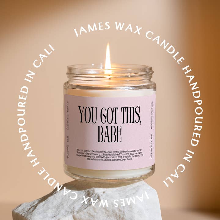 James Wax – Großhandel Kerze im Glas / gefüllte Kerze – Kerze mit Aufmunternder Aufschrift „You Got This Babe“ G0222