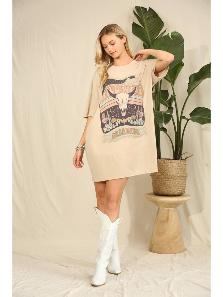 Avery - Vente Robe – femme - ROBE-T-SHIRT À MOTIF WESTERN LONGHORN AV1202-VERONICA7