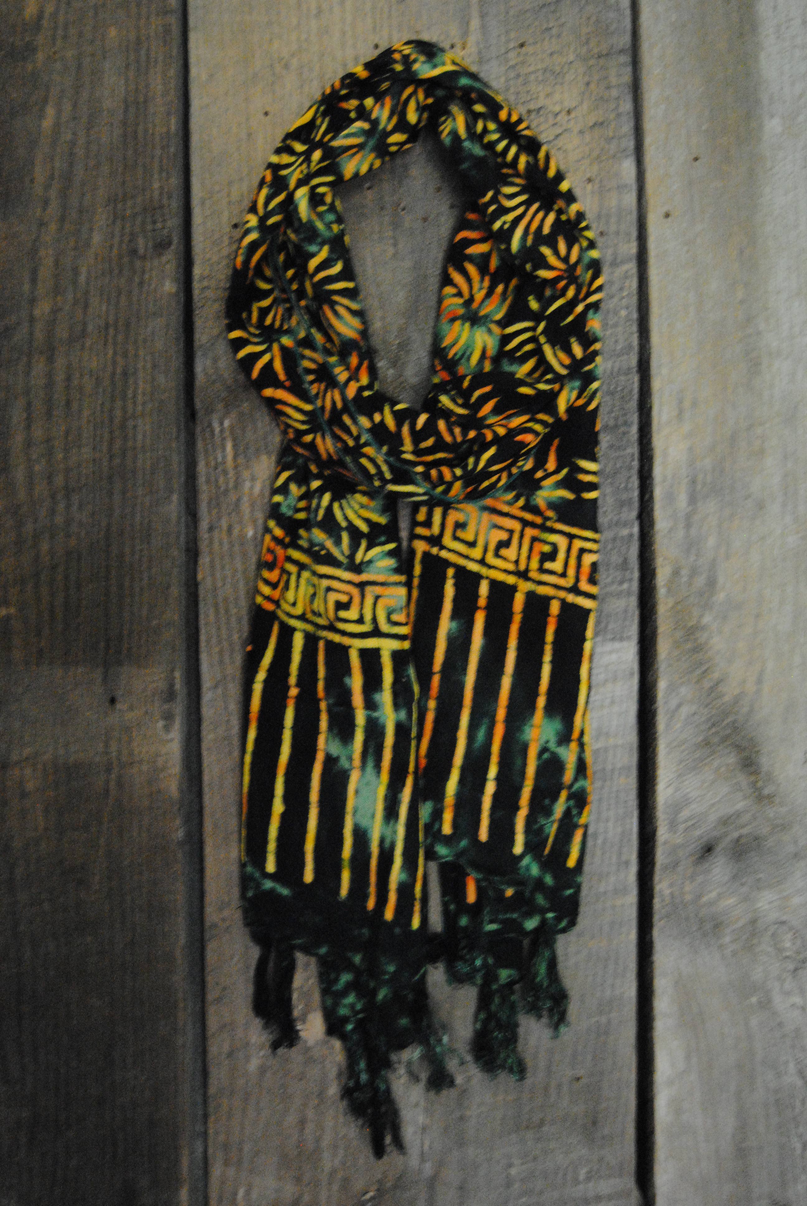 Nusantara Inc. - Wholesale Scarf - Women's - Rayon Batik Scarf - 98781 A-C (Knotted  Fringe)10