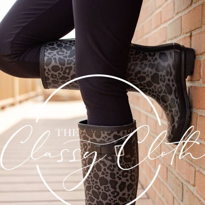 The Classy Cloth WS - Wholesale Rain Boots - Women's - Rachael Rainboot Tall Pack - Black Leopard RTS0