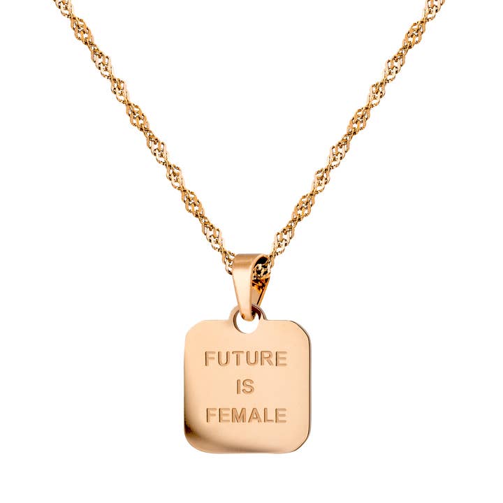 Future is female necklace rose gold for wholesale by Schmuckkollektiv GmbH