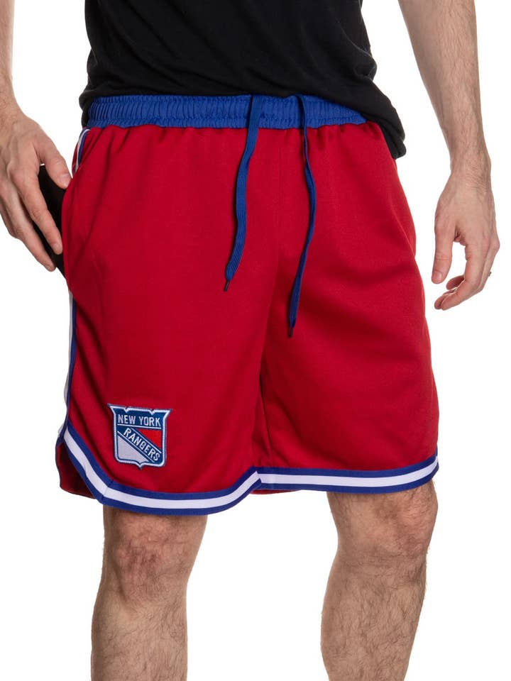 New York Rangers Men's 2 Tone Air Mesh Shorts Lined with Pockets for wholesale by Calhoun Sportswear