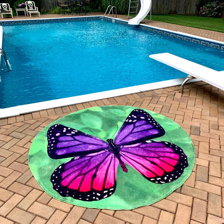 The Fun Home Novelty Company - Venta al por mayor Mantas de sofá - Manta redonda tradicional mariposa púrpura 68 «diámetro