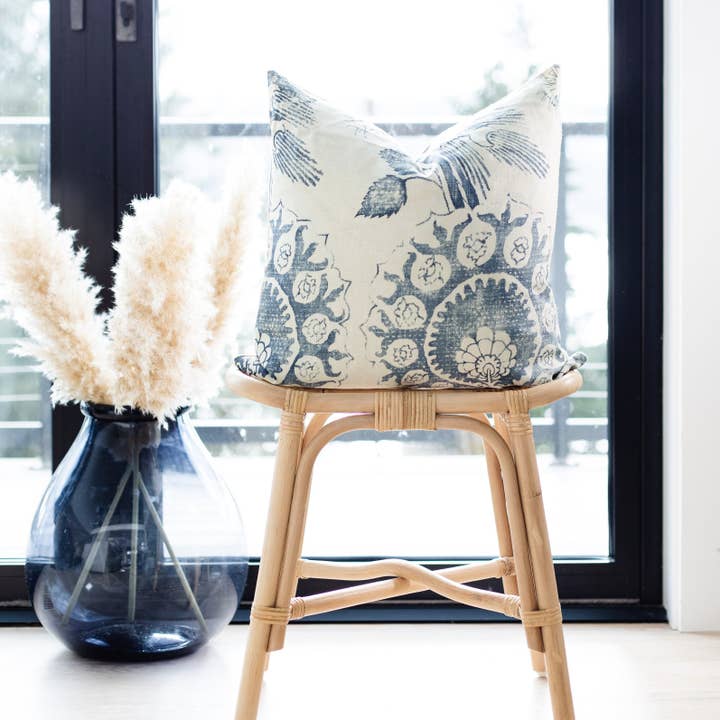 Linen & Ivory - Wholesale Throw Pillow Cover - JUNIPER || Indigo & Cream Pillow Cover5