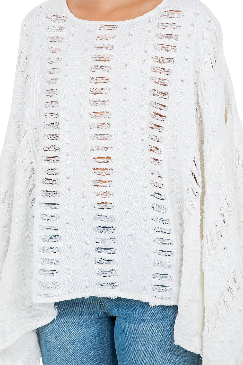 Weiss DAMENMODE DENIM LOCKERES CAPE-TOP für den Großhandel auf Faire5