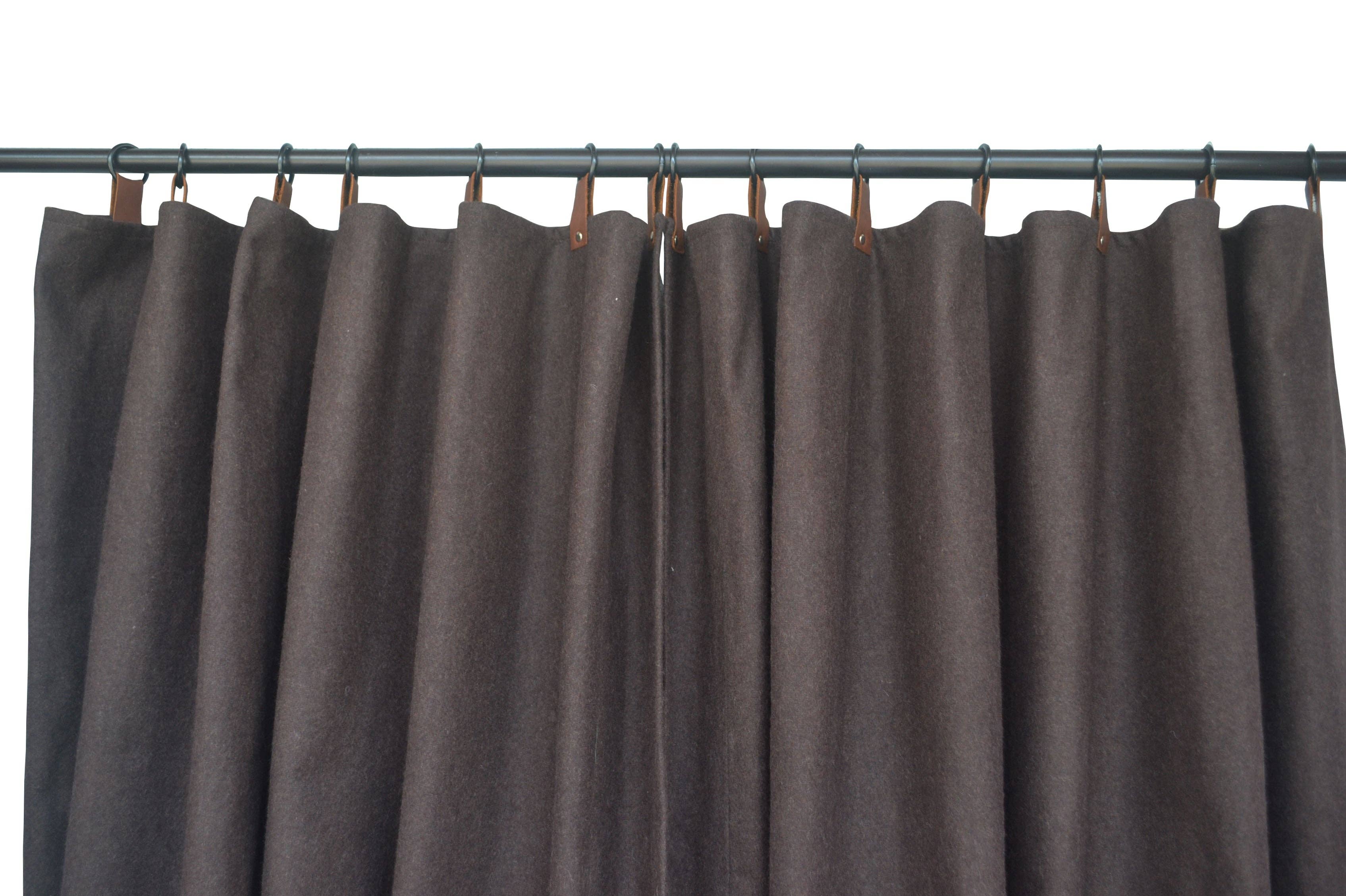 Amore Beauté – wholesale Curtain – Brown Wool Curtains With Leather Ties and Trim Curtain9