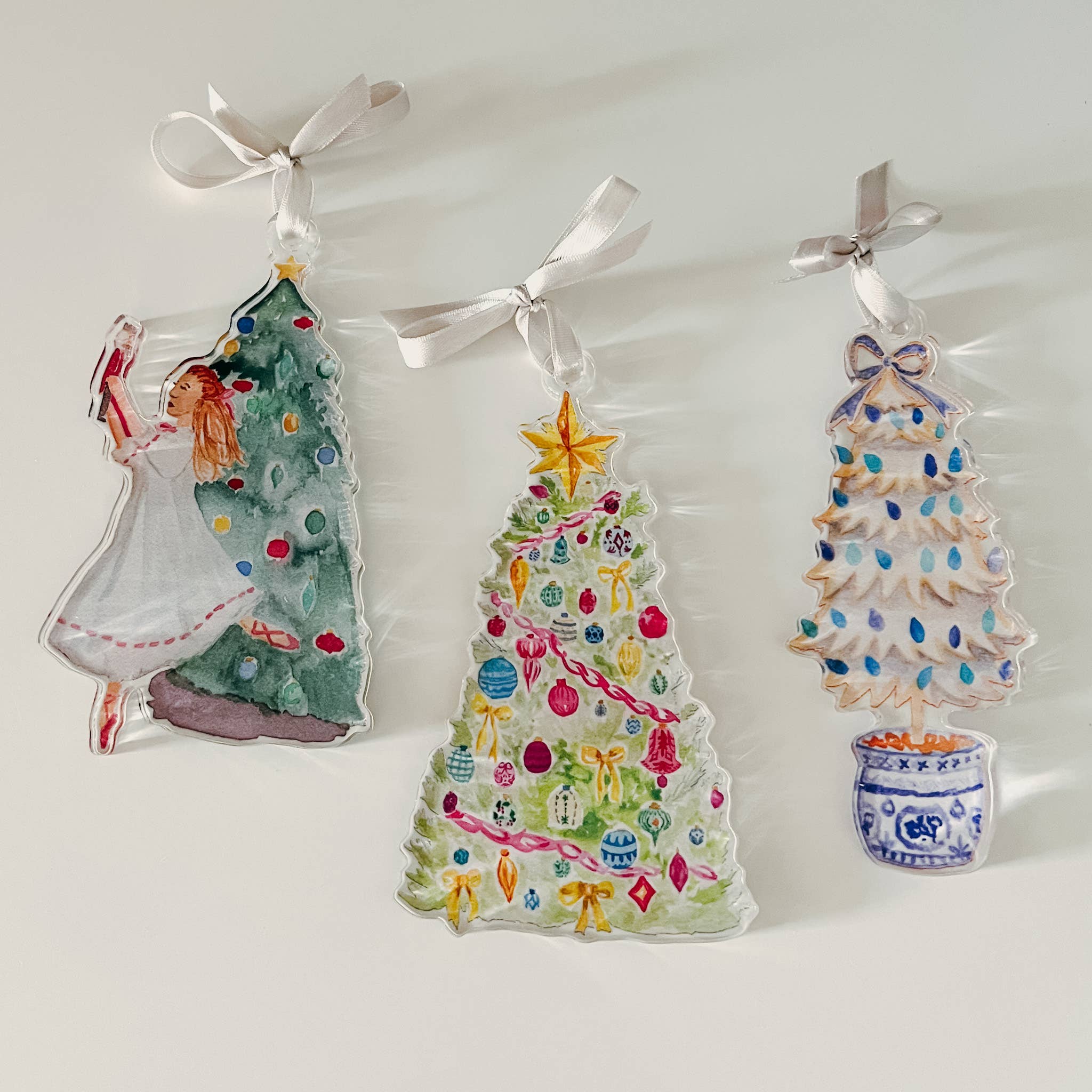 MALWEST design – wholesale Ornament – Vintage White Christmas Tree Acrylic Ornament 2