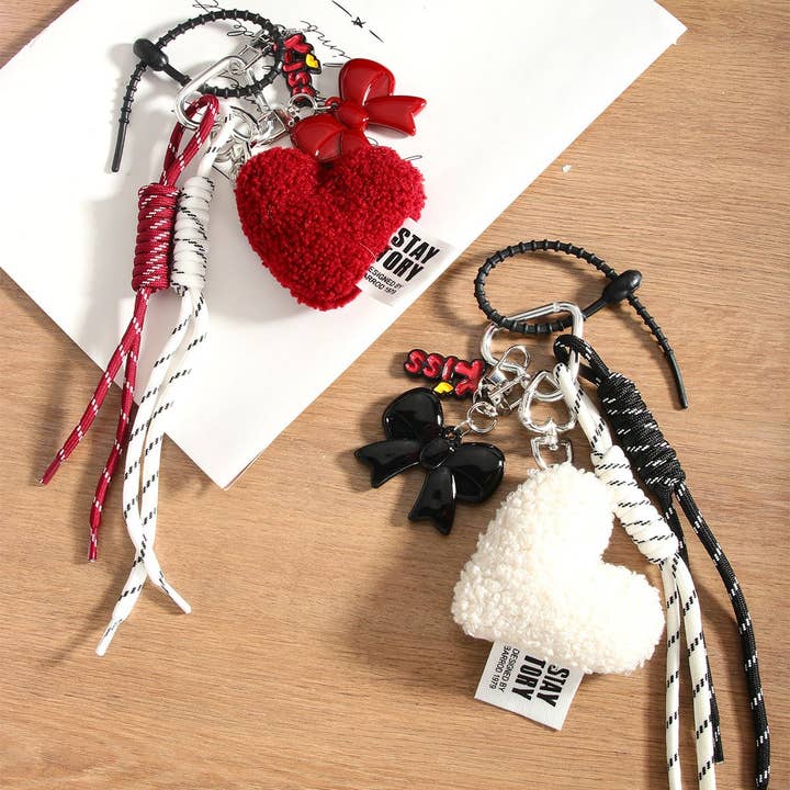 ACCITY - Wholesale Keychain - Women's - Chic Heart Bow Bag Charm with Braided Strap_CWMM7629