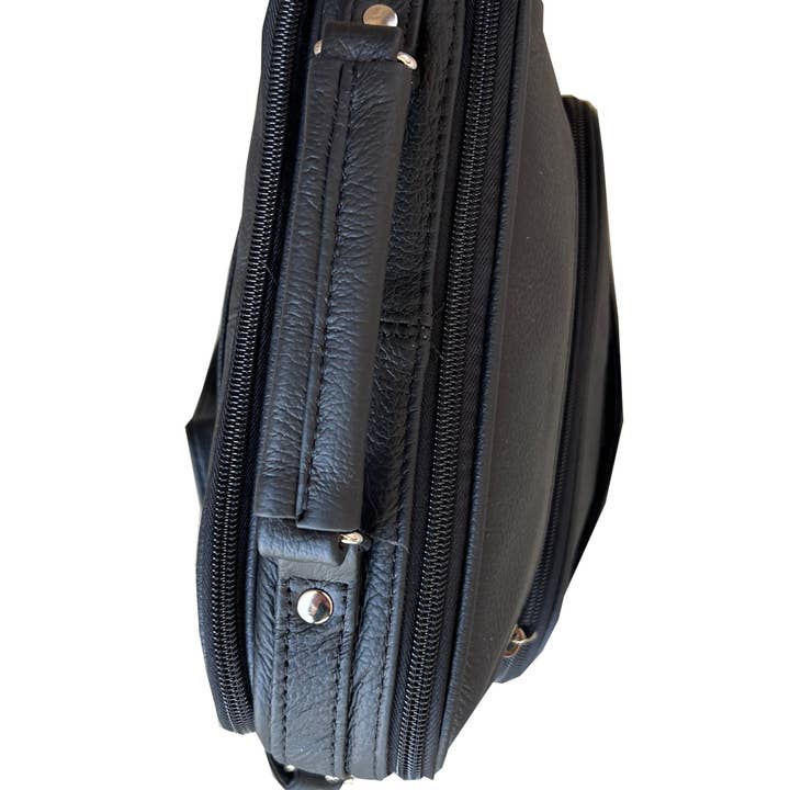 Roma Leathers, Inc. - Wholesale Crossbody Bag - Women's - 3753 BK cowhide leather crossbody handbag