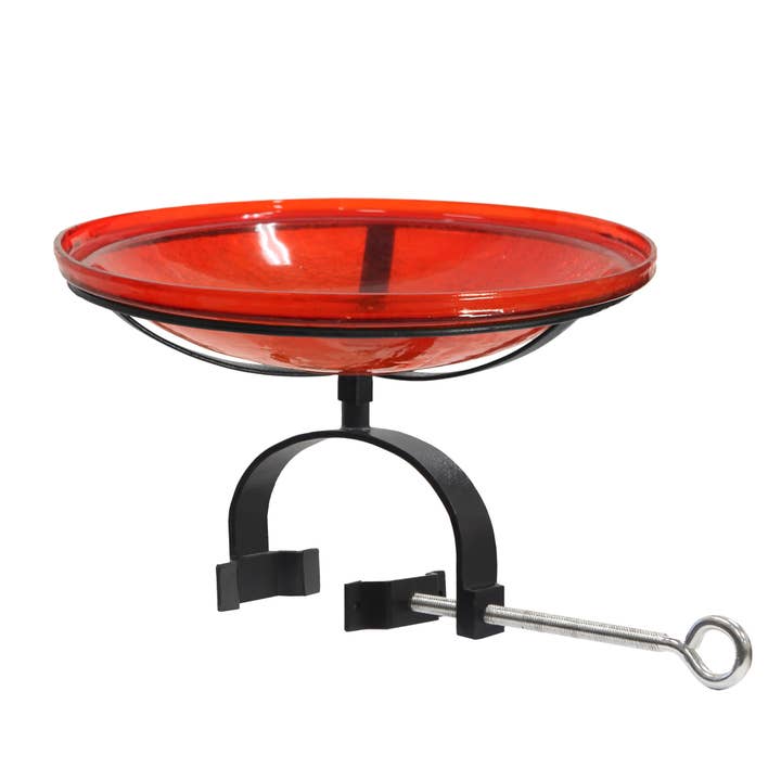 14" Red Crackle Birdbath- Over Rail Bracket for wholesale by ACHLA Designs
