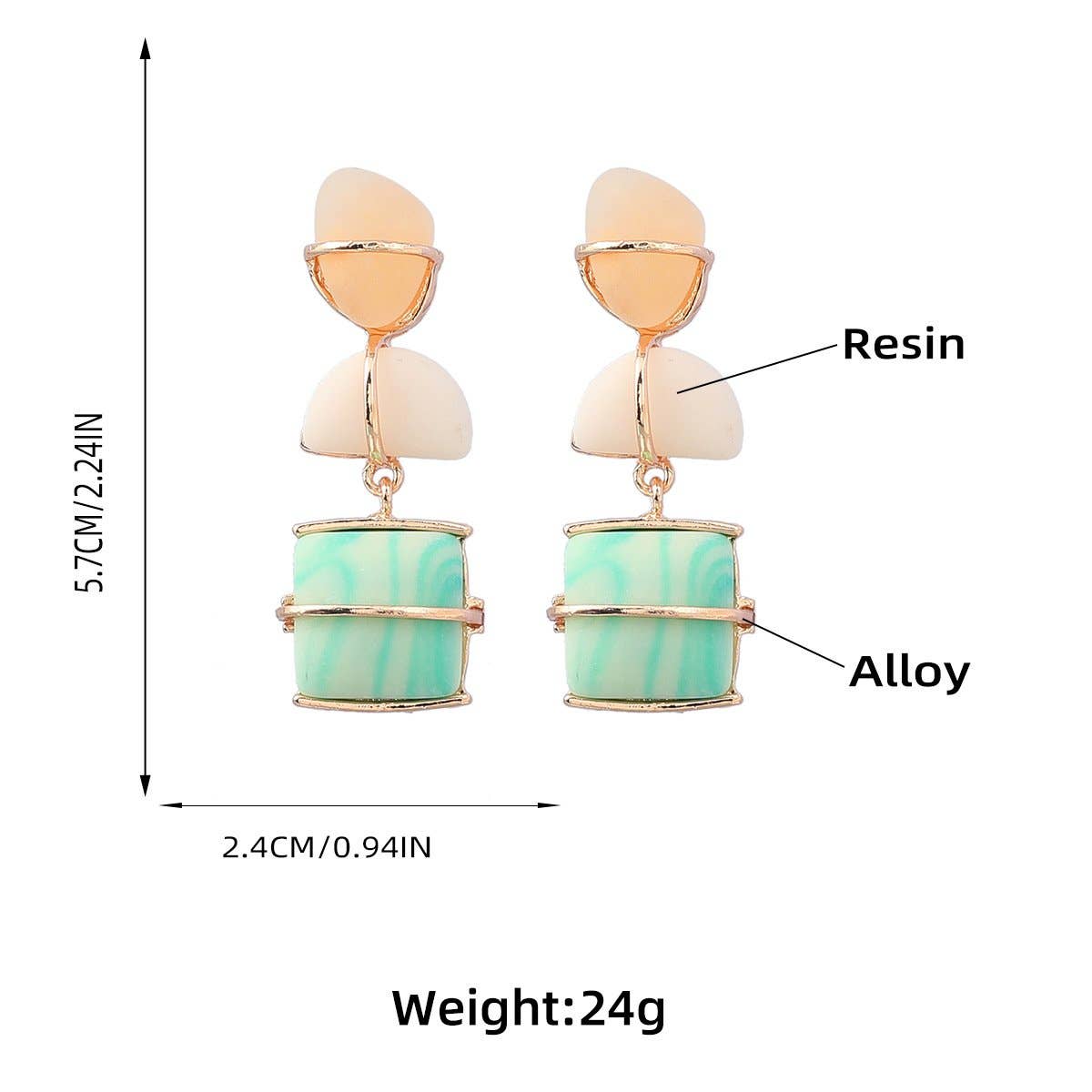 Color Bohemian Alloy Woven Frosted Resin Earrings for wholesale on Faire2