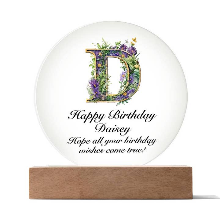 Happy Birthday Daisey v02 - Circle Acrylic Plaque for wholesale by Unique Gifts Store