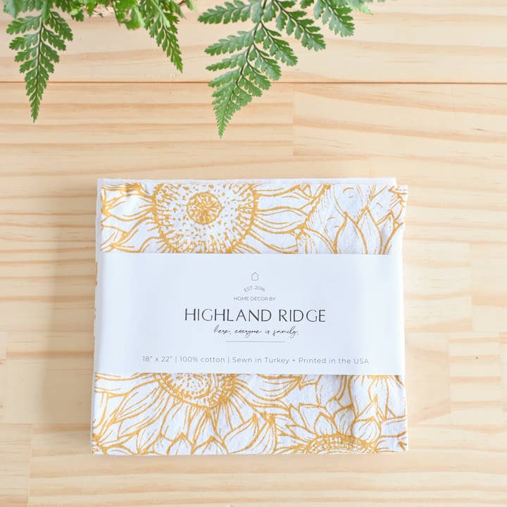 Highland Ridge | Handmade Home Decor - Wholesale Tea Towel - Sunflower Garden Tea Towel10