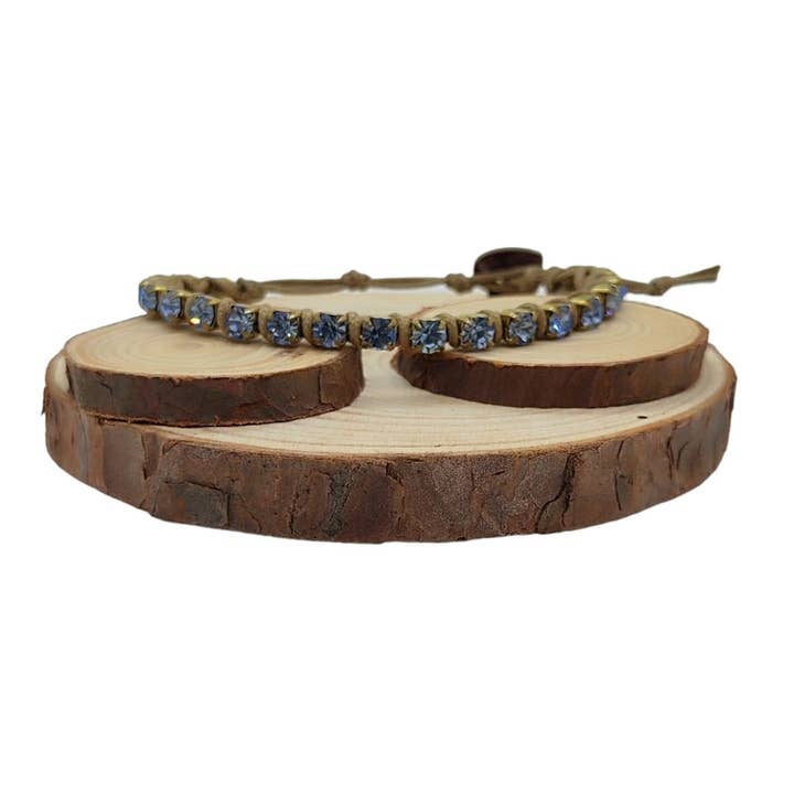 Crystal Chain Bracelets Medium - Lt Sapphire for wholesale by QUÉ MÁS JEWELS