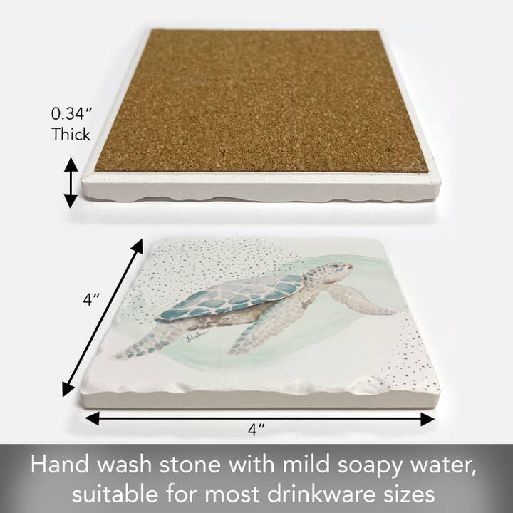 CounterArt/Highland Home/Thirstystone - Vendita all'ingrosso Sottobicchiere - Sottobicchiere singolo in pietra burattata «Sea Turtle»2