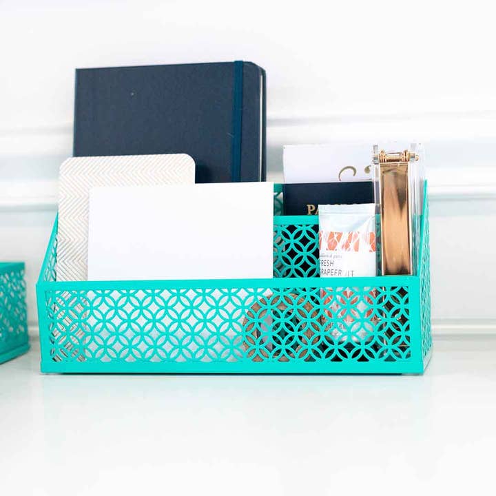 Blu Monaco - Wholesale Desk Organizer - Blu Monaco 5 Piece Dark Teal Desk Organizer Set - Desk Organizers and Accessories for Women - Teal Desk Accessories - Desktop Organization3