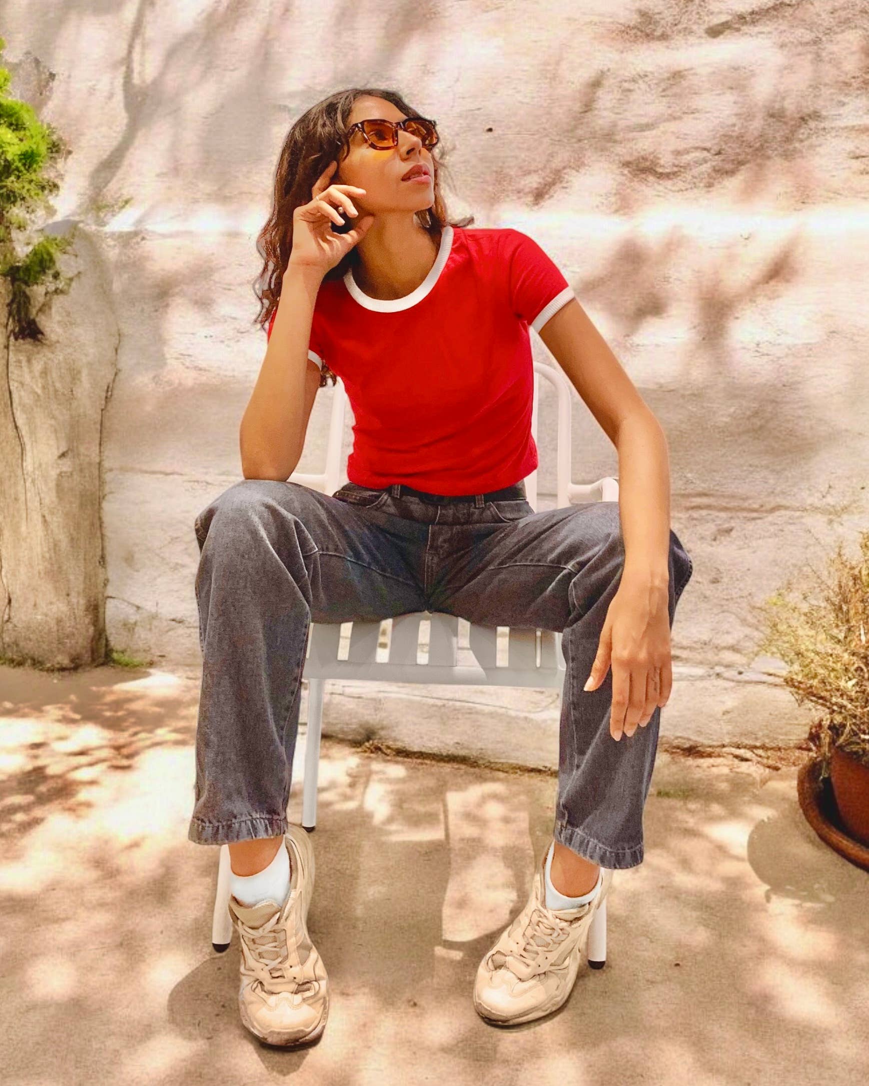 Artree – wholesale T-shirt - Barn – Ringer-T-shirt Blankt Röd Vit Tonårsflickor Figursydd Topp2