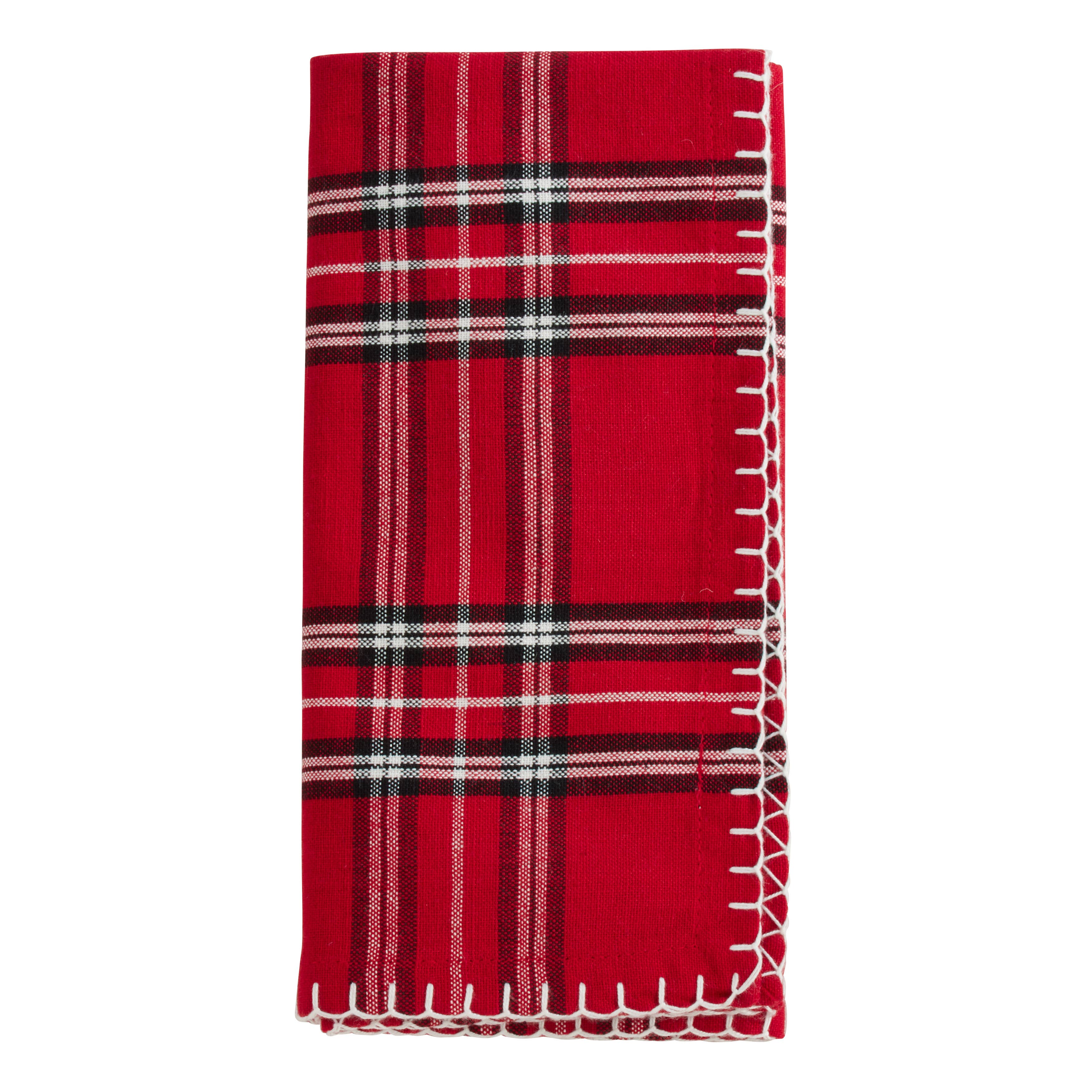 Red Plaid Whipstitch Napkin for wholesale on Faire0