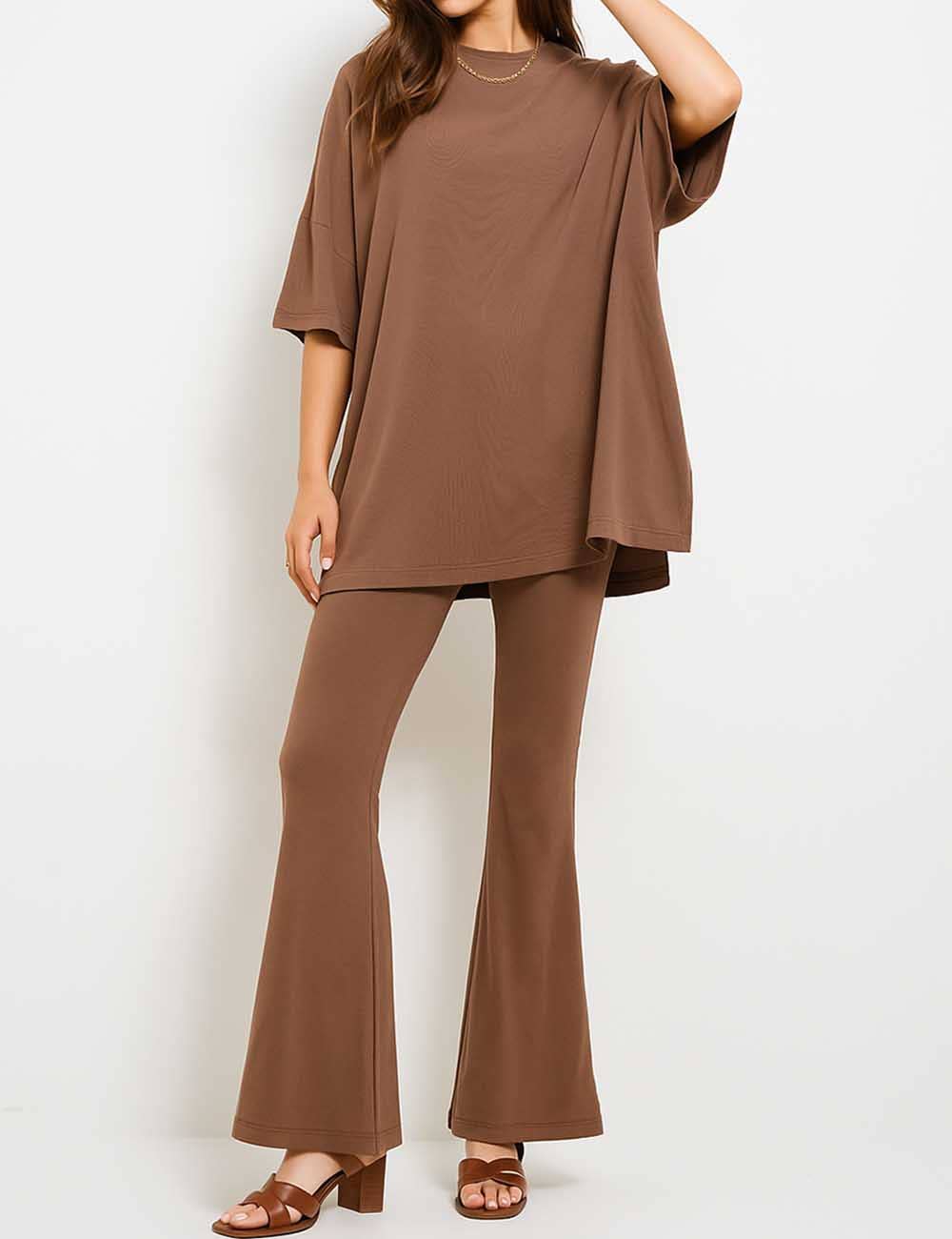 Sweetkama - Wholesale Top & Pant Set (NOT Loungewear) - Women's - Ladie Long Sleeves Bell Leg Top & Pants 2PCS Set0