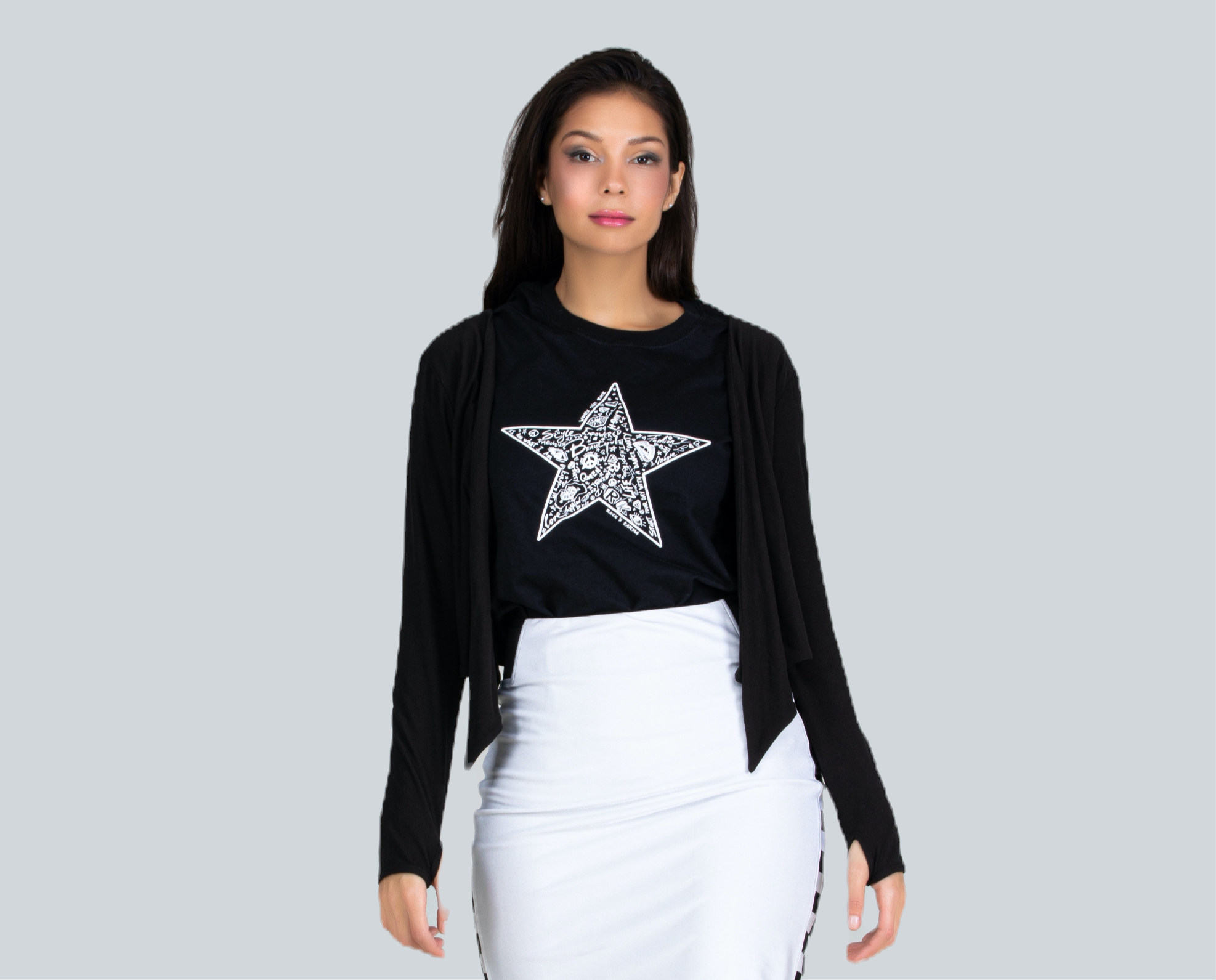 Fever1 Fashion – wholesale Cardigan – Women’s – Long Sleeve Black Bolero with Thumb Holes3