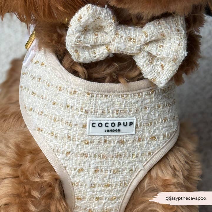 Cocopup London - Wholesale Pet harness – Dog - Vanilla Textured Tweed Adjustable Neck HARNESS7