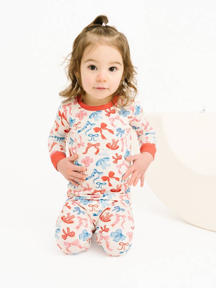 Little One Shop - Wholesale Sleepwear Set - Kids - USA Bows Bamboo Set