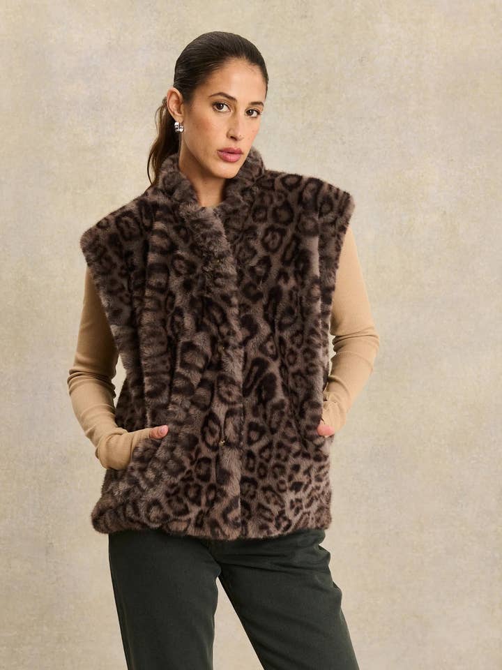 BIANCA MINK LEO GREY - GILET SENZA MANICHE IN ECOPELLICCIA per la vendita all'ingrosso da parte di LABDIP