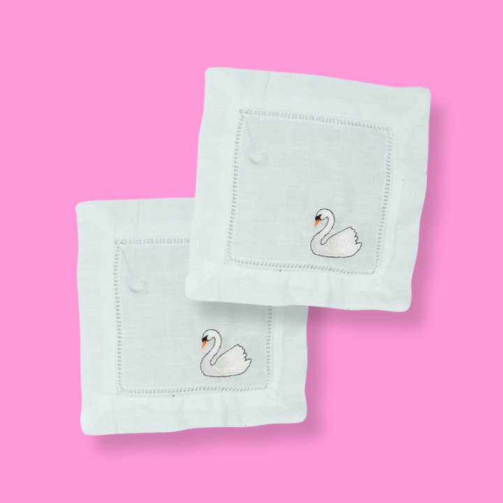 Cocktail Napkins Swan - Individual or SET OF 2 for wholesale by Made Au Gold