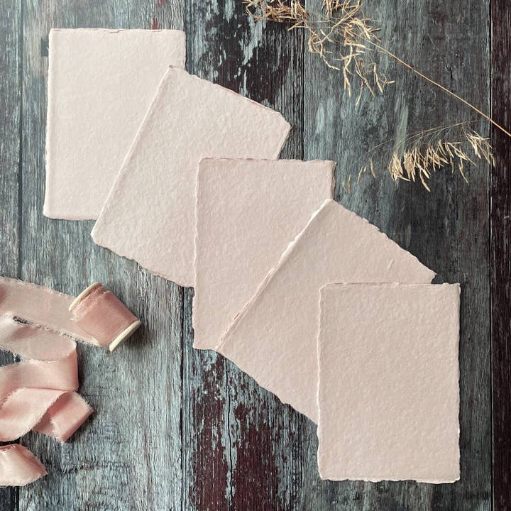 The Natural Paper Company - Wholesale Painting paper - Blush Handmade Paper | Pack of 5 | Recycled Cotton Rag Paper