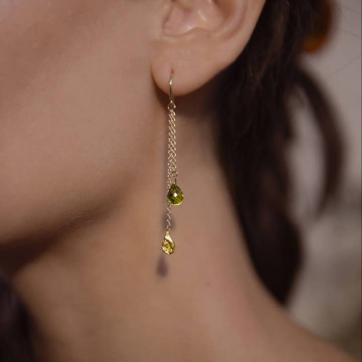 Makal - Venta al por mayor Pendientes colgantes - Pendientes Arlet con pepitas de oro y piedras2