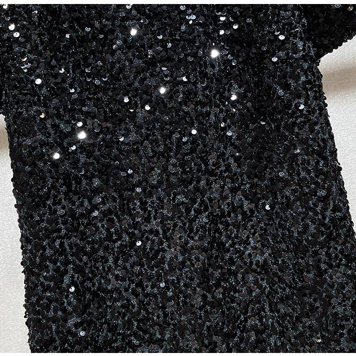 Black DR856Y Elegant Sequin Short-Sleeve Fitted Dress for Women 20 for wholesale on Faire6