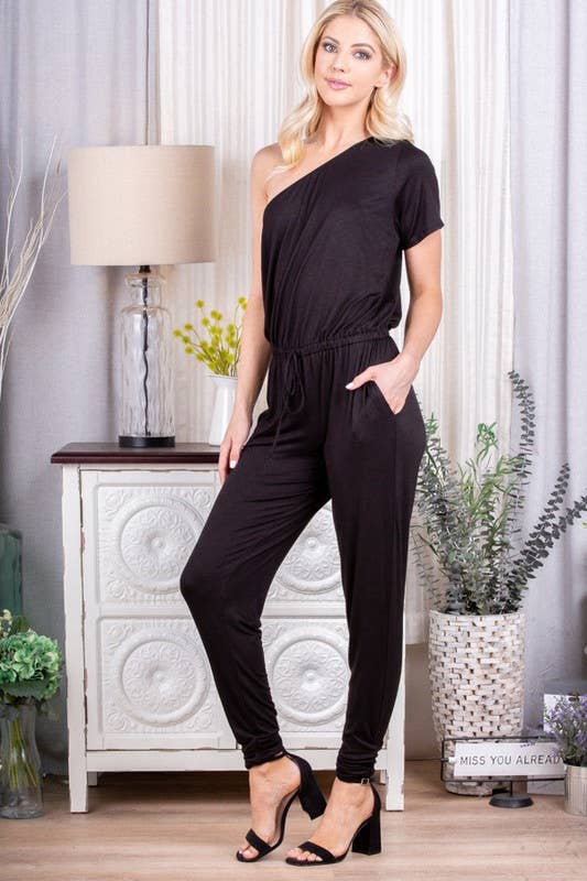 HEIMISH – wholesale Jumpsuit – Women's – SP1097-10 ONE SHOULDER SOLID JUMPSUIT WITH RUCHED4