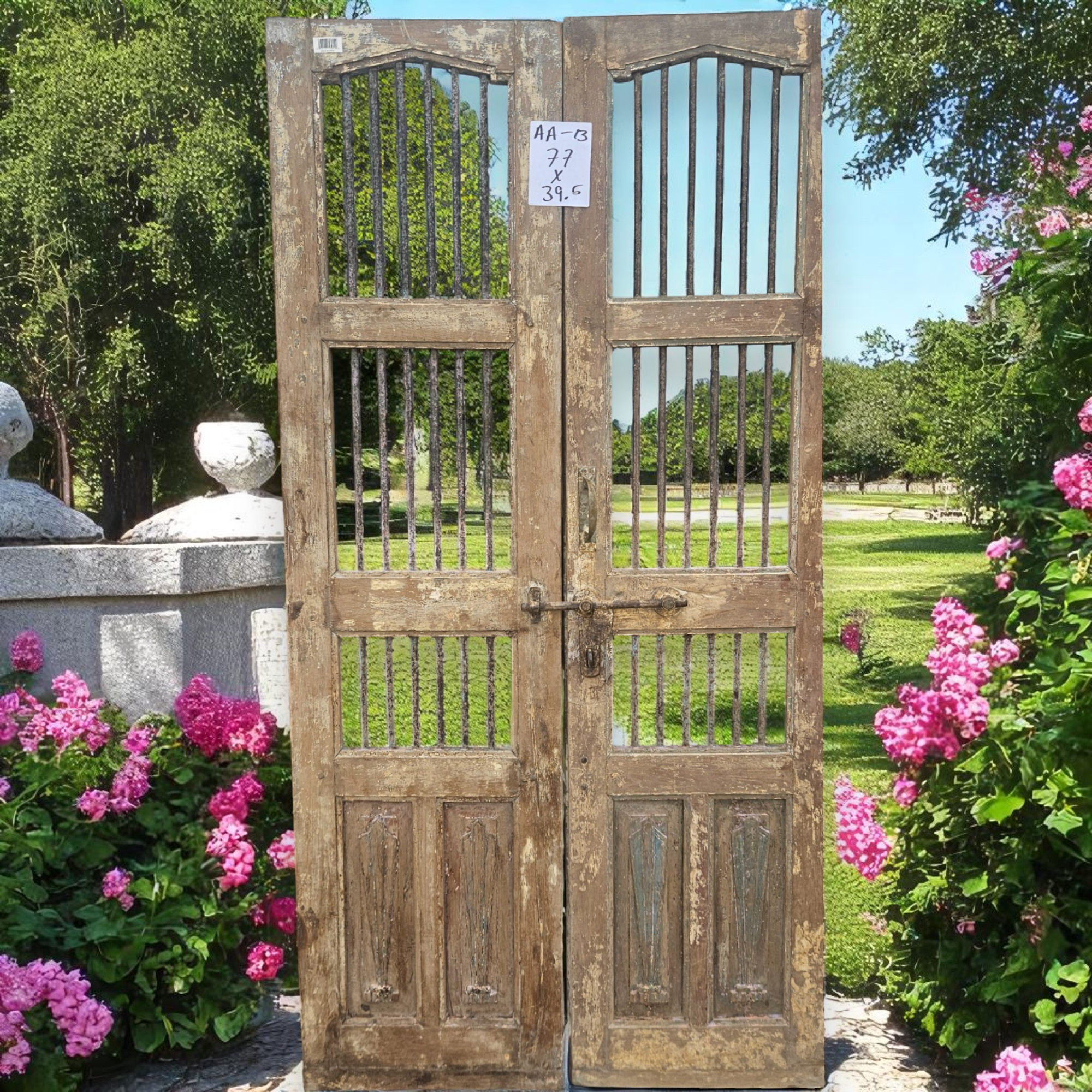 Wilco Home - Wholesale Wall Accent - One-of-a-kind Vintage Solid Wood Doors with Iron Protectors17