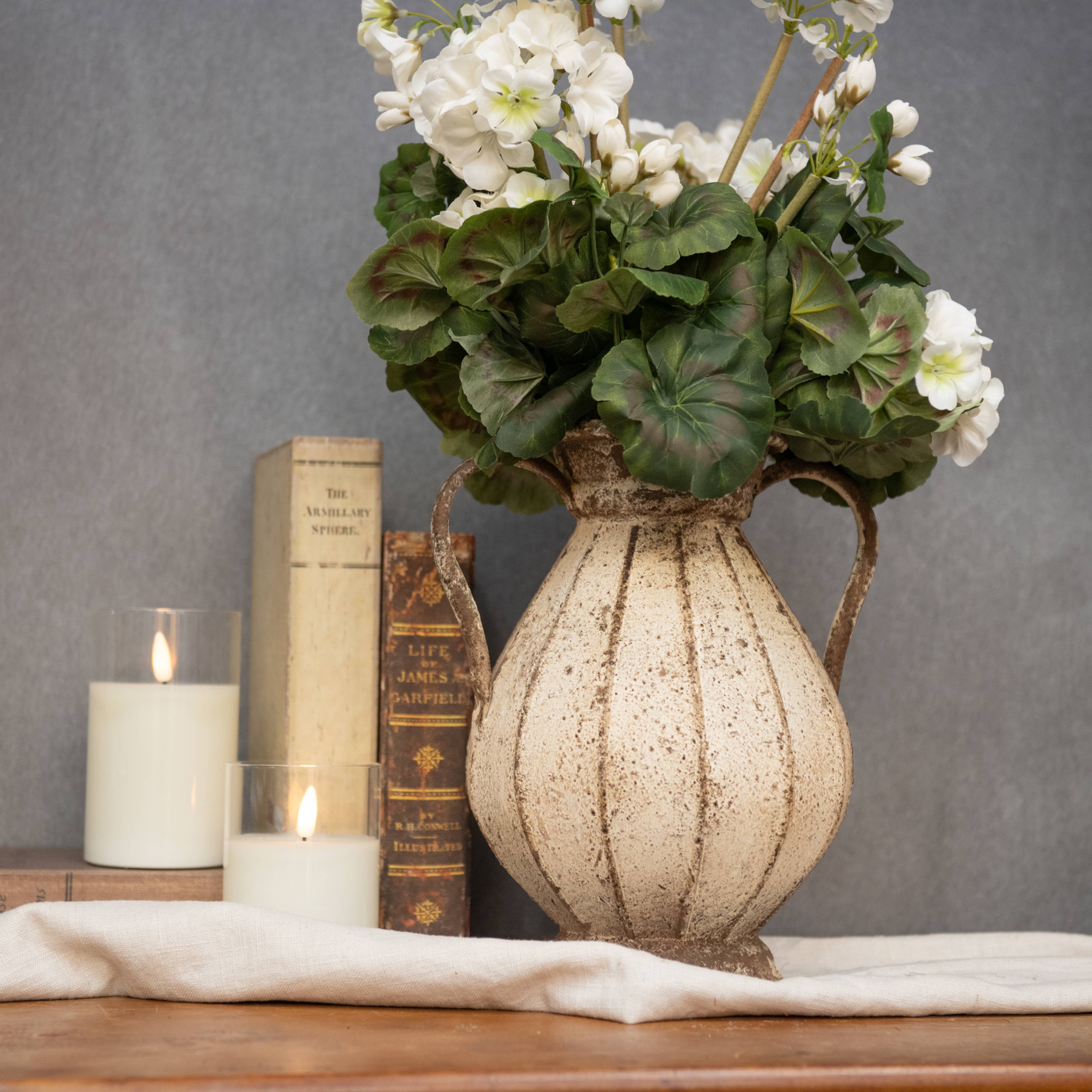 Ragon House - Wholesale Vase - DISTRESSED TWO HANDLE VASE W/ RIDGES0