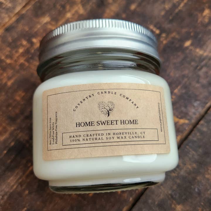 Home Sweet Home 8oz soy candle for wholesale by Coventry Candle Company
