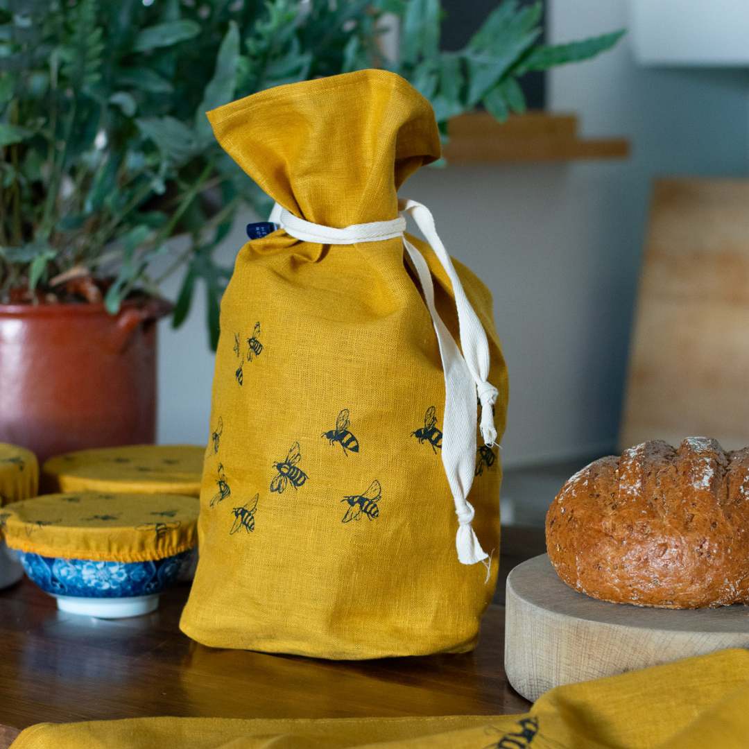 Helen round discount linen bread bag